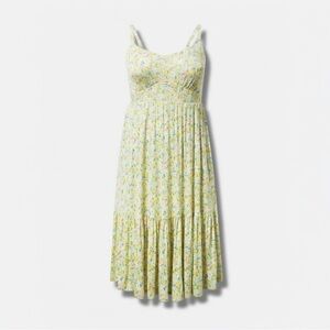 Torrid Dancing Daisies Floral Super Soft Tiered Midi Dress 1X NWT